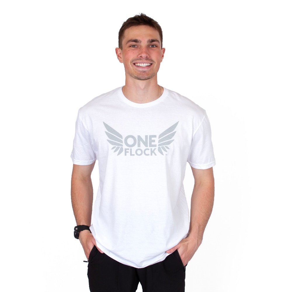 One Flock, McKenzie SewOn, White, Crew Neck, Cotton, Men, Unisex, Football, One Flock, T-Shirt, 963798